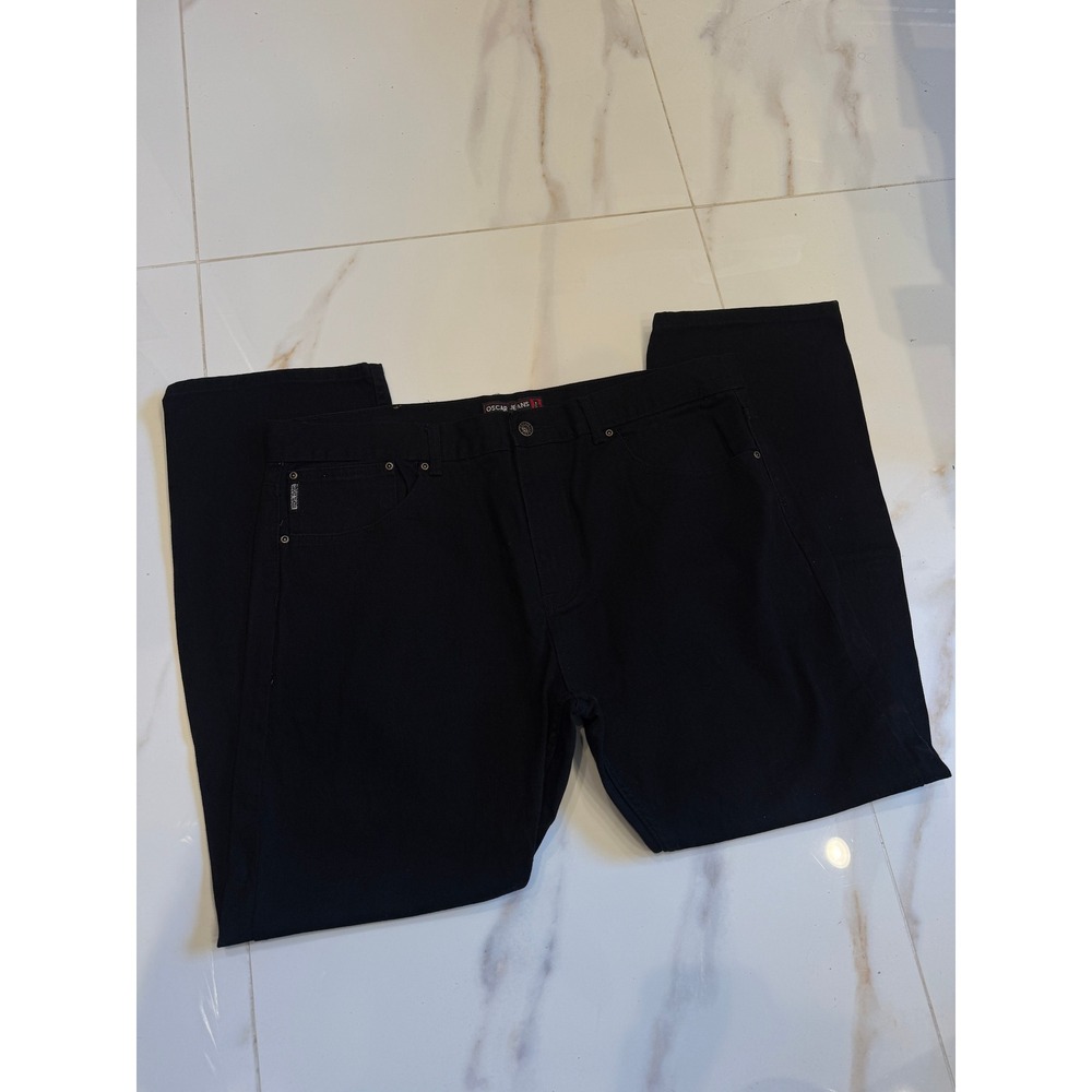 Oscar Jeans Selected Mens Black Denim Straight Leg Pants 42x32 100%‎ Cotton